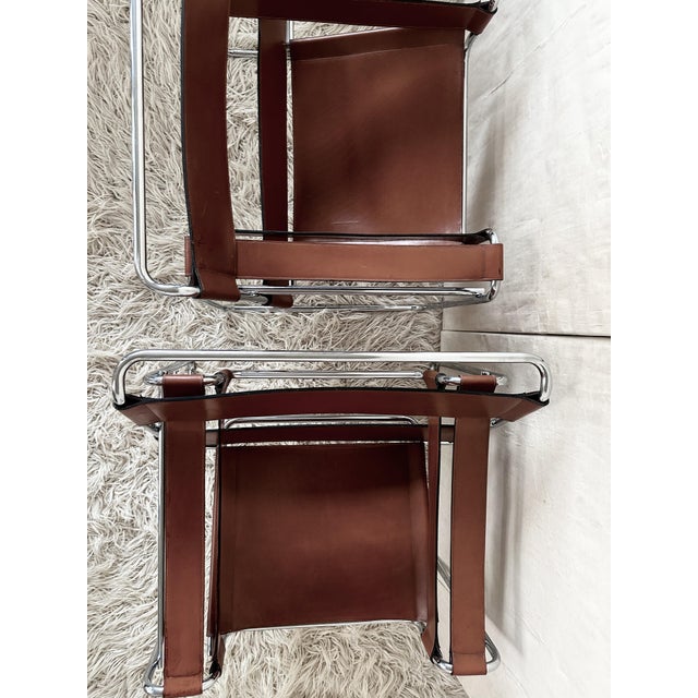 Wassily B3 Armchairs in Cognac Leather by Marcel Breuer, 1980s, Set of 2 For Sale - Image 13 of 14