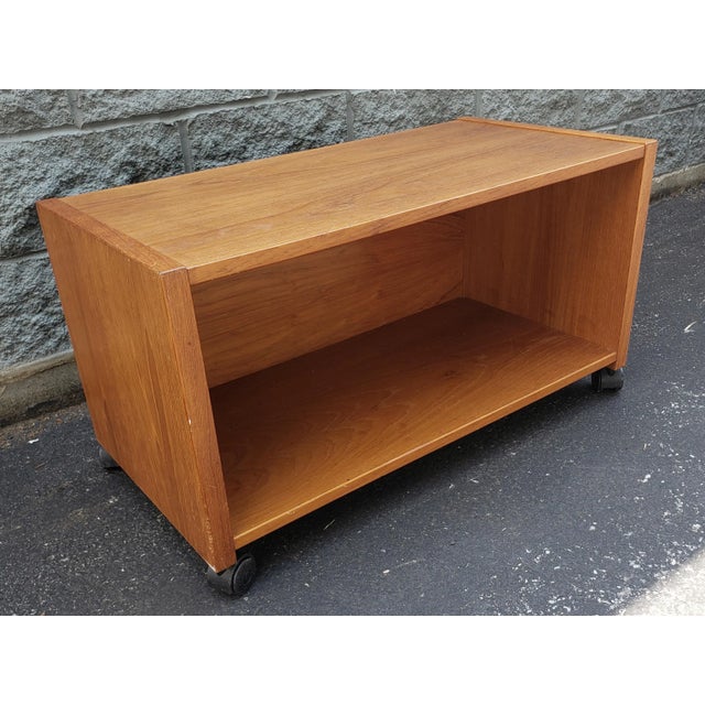 Mid-Century Modern Mid-Century Danish Modern Teak Low Rolling Cart / Stand For Sale - Image 3 of 5