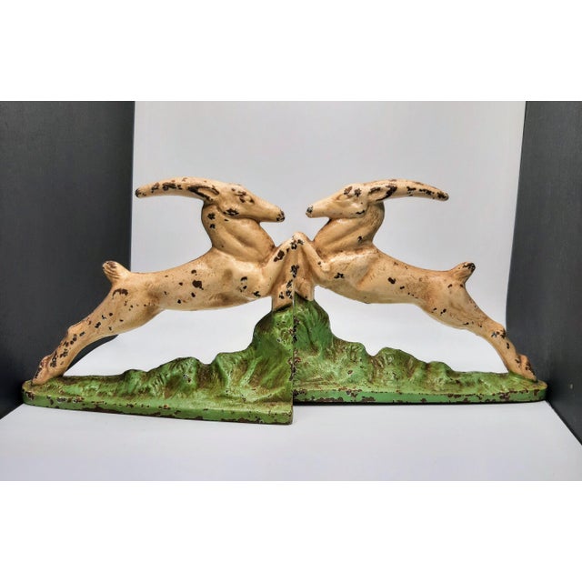 Hubley Cast Iron Leaping Gazelle Bookends For Sale - Image 10 of 13