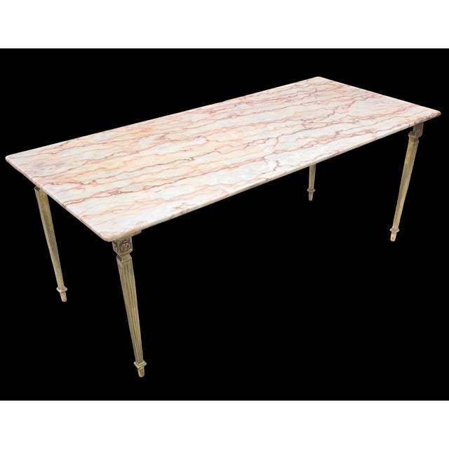 Mid-Century Neoclassical Style Marble and Brass Coffee Table For Sale In Washington DC - Image 6 of 8