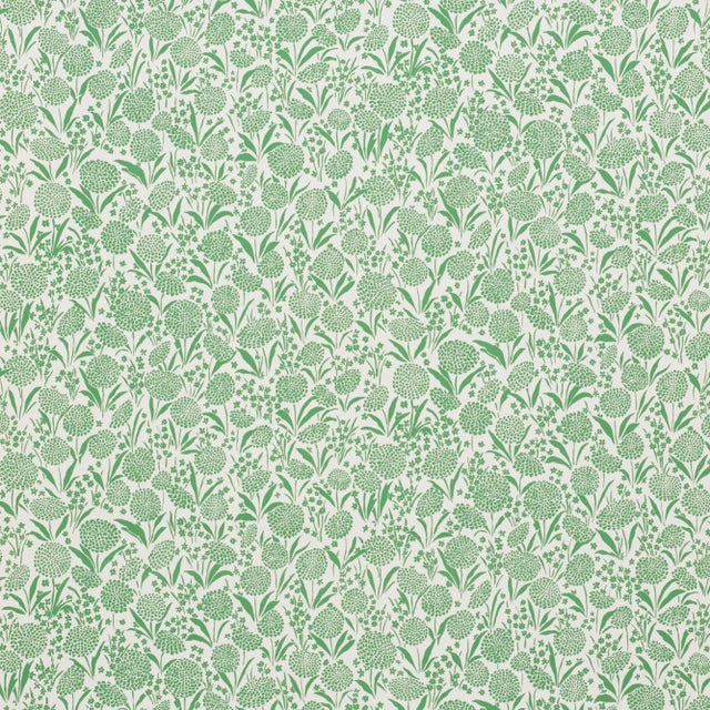 Contemporary Sample - Schumacher Chrysanthemum Wallpaper in Green For Sale - Image 3 of 5