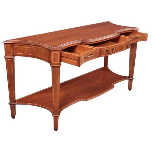 Dessin Fournir Vintage Dessin Fournir Neoclassical Style Mahogany Serpentine Console Table For Sale - Image 4 of 7