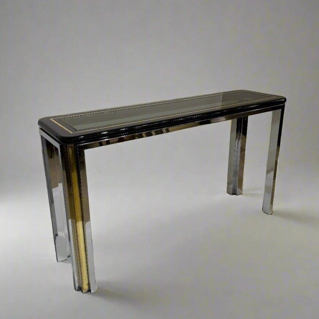Late 20th-Century Chrome, Brass and Glass Console Table by Romeo Riga, Italy For Sale In New York - Image 6 of 6