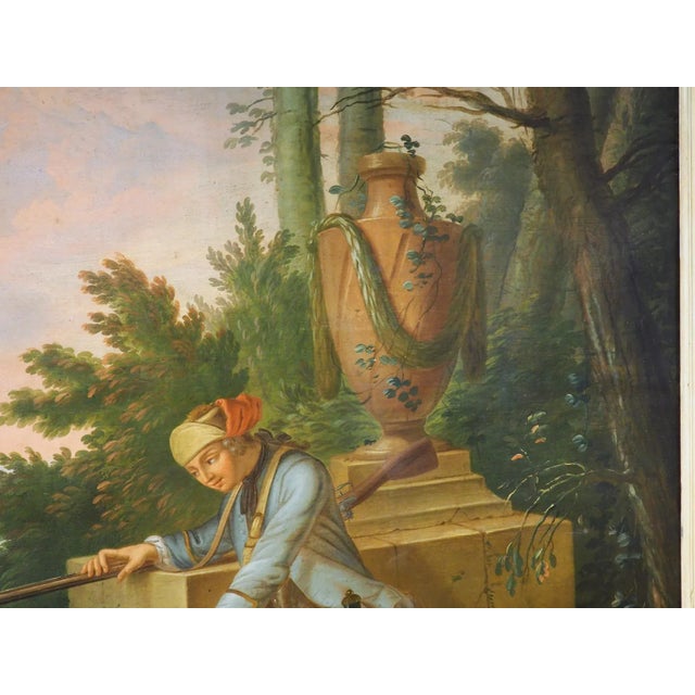 18th Century Large 18th Century French Oil on Canvas Painting Depicting a Hunt Scene For Sale - Image 5 of 13