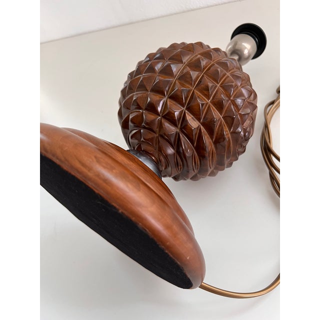 Mid-Century Sculptural Italian Table Lamp in Nutwood, 1960s For Sale - Image 12 of 15