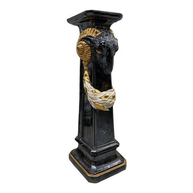 Italian Neoclassical Porcelain Ram Head Pedestal For Sale