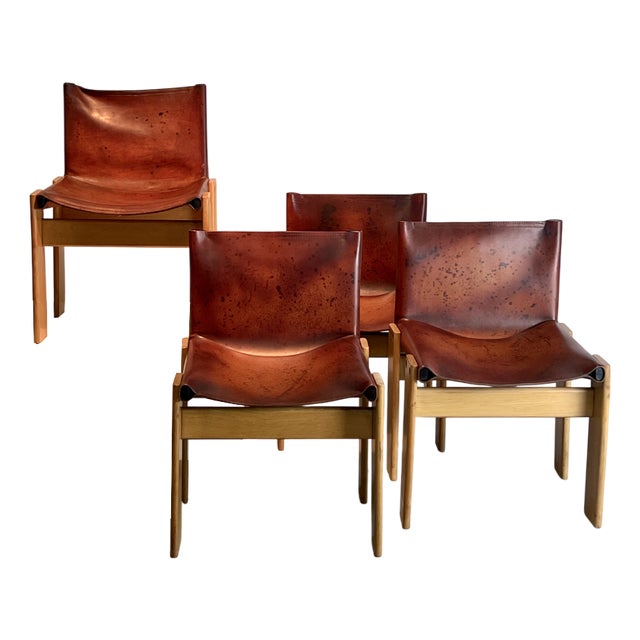 Monk Chairs by Afra & Tobia Scarpa for Molteni, 1970s, Set of 4 For Sale