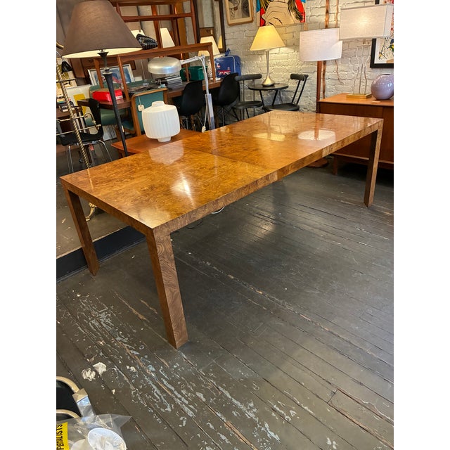 Mid-Century Modern 1970s Burlwood Parsons Table by Edward Wormley for Dunbar For Sale - Image 3 of 10