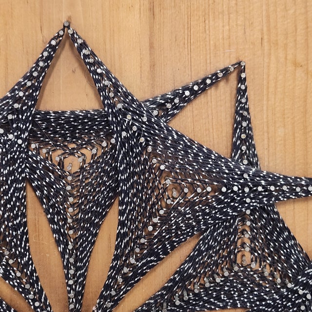 Mid-Century Sunburst String Art Wall Art on Wood Panel For Sale - Image 9 of 10