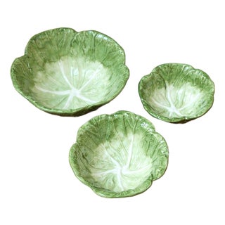 Rustic European Cabbage Ceramic Bowl – Set of 3 For Sale