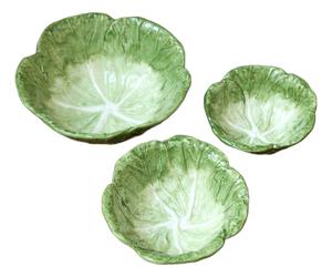 Rustic European Cabbage Ceramic Bowl – Set of 3