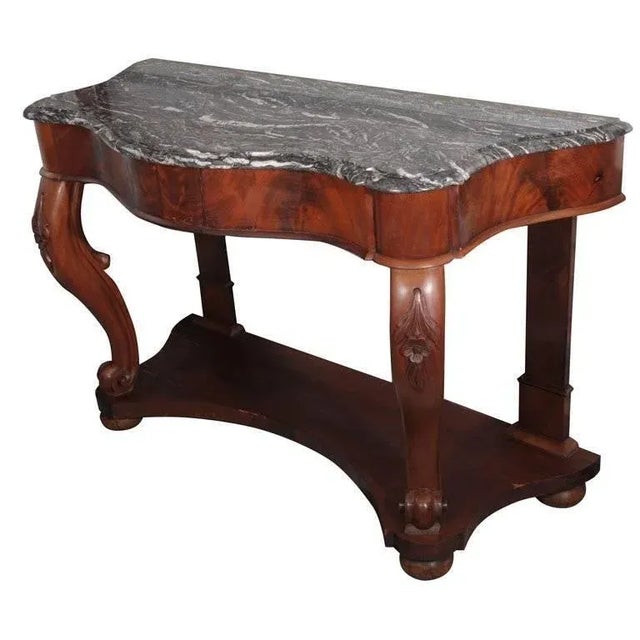 Serpentine Console of Mahogany with Marble Top For Sale - Image 10 of 10
