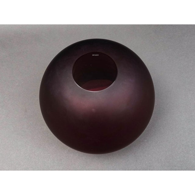 Mid 20th Century Movado Crystal Signed Amethyst Satin Art Glass Centerpiece Bowl Vase For Sale In Miami - Image 6 of 10