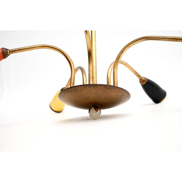 Black Vintage Italian Brass Chandeliers from Stilnovo, 1950s, Set of 2 For Sale - Image 8 of 9