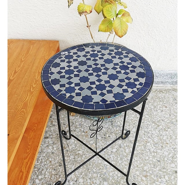 Ke7la' Handmade Black & Gray Coffee Table With Mosaic Artwork For Sale - Image 6 of 6
