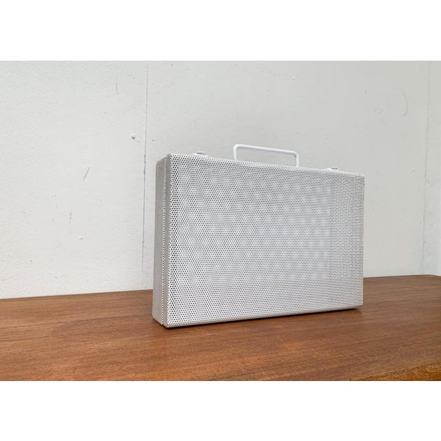 Metal Postmodern White Perforated Metal Briefcase, 1980s For Sale - Image 7 of 18