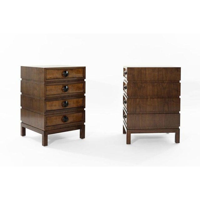 Modern Stacked Bedside Tables in Special Walnut With Burl Wood - a Pair For Sale - Image 3 of 12