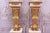 Pair of Large Neoclassical Beige Marble and Ormolu Bronze Urn Amphorae With Matching Pedestals For Sale - Image 10 of 16