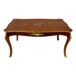 Rococo Style Coffee Table – Elegant Copper Gold Finish With Ornate French Details For Sale