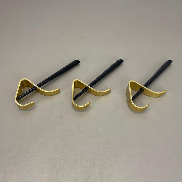 Brass Wardrobe Hook Coat Rack Elements in the style of Carl Auböck, Austria, 1950s, Set of 3 For Sale - Image 15 of 18