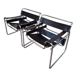 Mid-Century Modern Sling Back Chairs Attr. To Knoll Breuer Wassily - a Pair For Sale