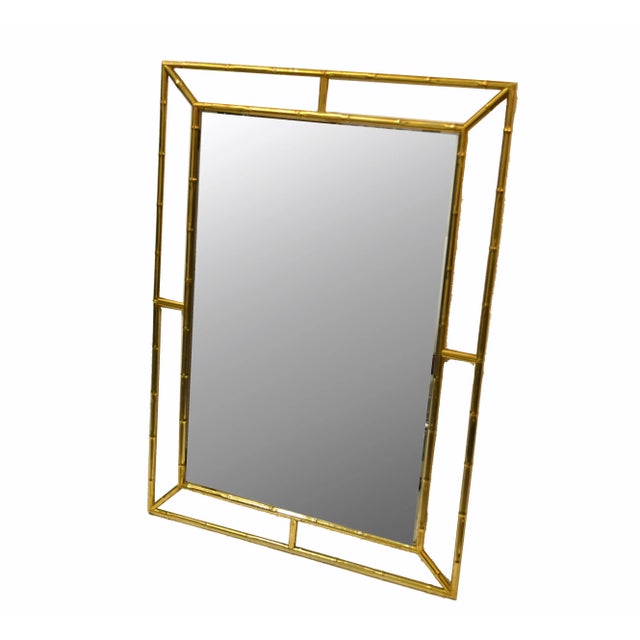 Mid-Century Modern Mid Century Modern Brass Faux Bamboo Wall Mirror Italy For Sale - Image 3 of 11