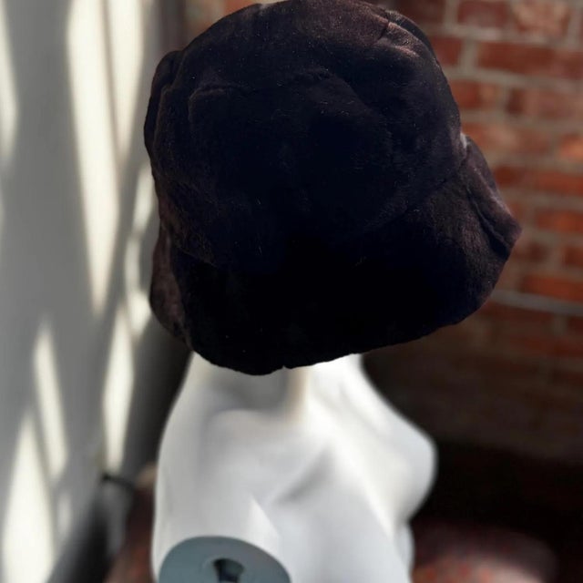 Mid-Century Modern Vintage 1990s Dark Brown Mink Fur Bucket Hat For Sale - Image 3 of 6