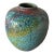 Raku Studio Pottery Vase Copper Blue Luster Glaze Signed For Sale