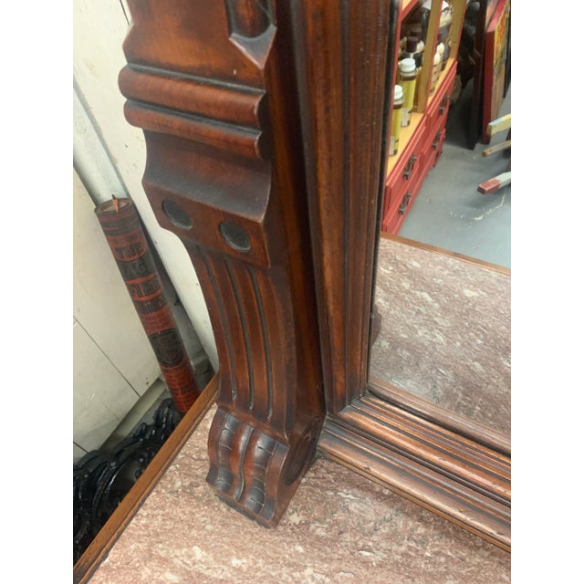 1900 - 1909 Antique Victorian Pier Hall Mirror Walnut Grand Size Mirror With Marble Top Bench For Sale - Image 5 of 10