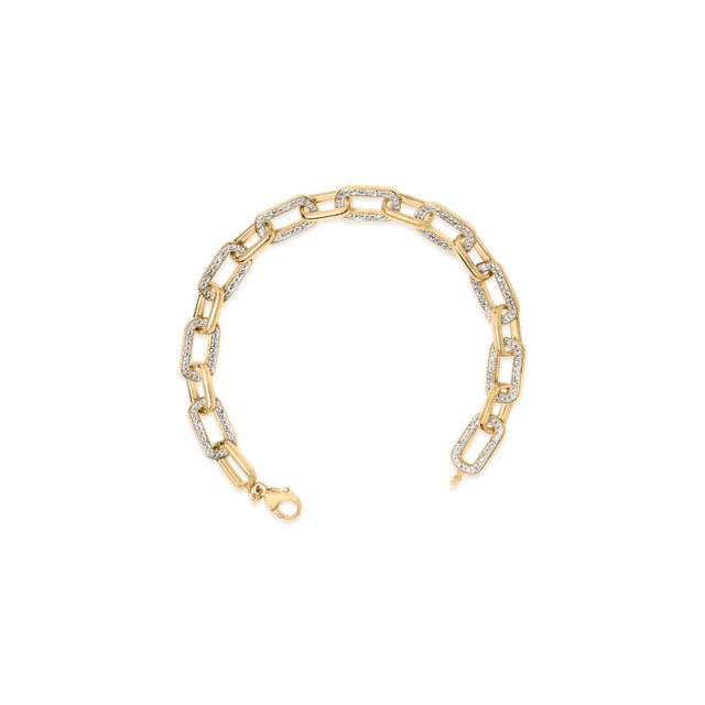 Haus of Brilliance Gold Vermeil 1/10 Cttw Diamond Bold Paperclip Link Bracelet For Sale - Image 4 of 4