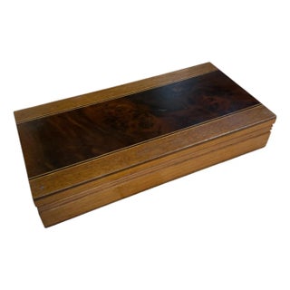 Wooden Box With Burl Veneer Detail For Sale