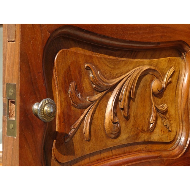 Wood Antique Louis XV Style Walnut Bedside Table with Marble Top, 1950s For Sale - Image 7 of 18