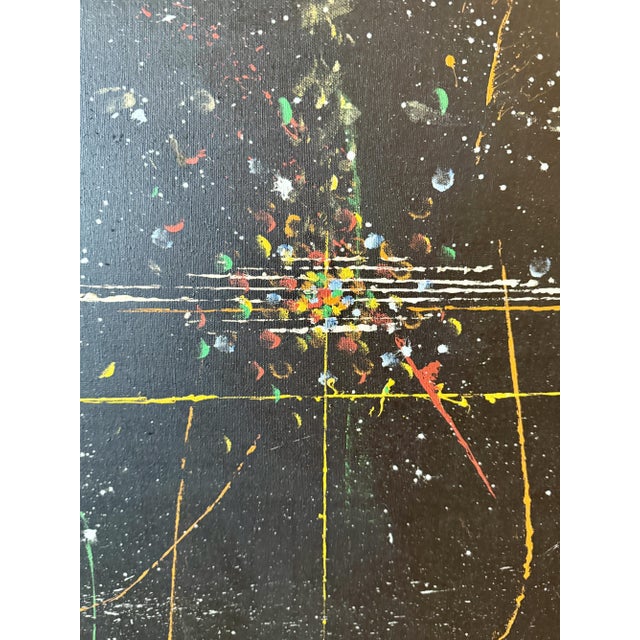 1970s 70s Davis Cone Large Space Age Original Painting Signed Framed Canvas Abstract Expressionism For Sale - Image 5 of 15