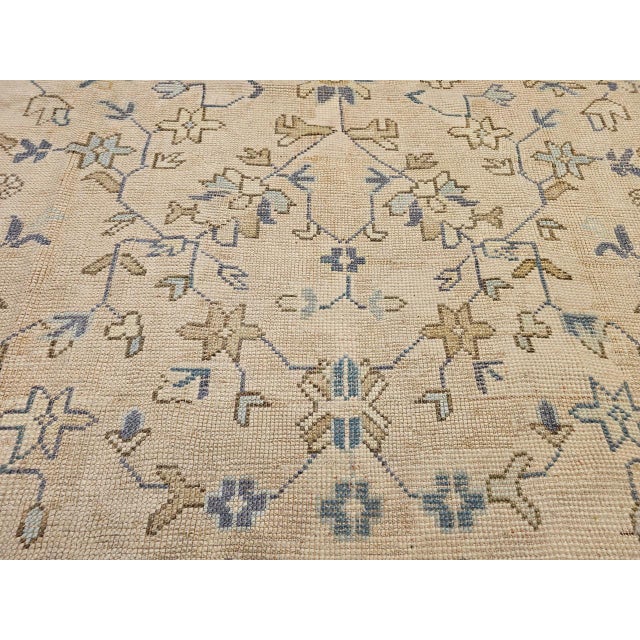 Vintage Turkish Oushak Room Size Rug, Hand-Knotted Wool, Ivory, Blue, 8' x 10' For Sale - Image 12 of 16