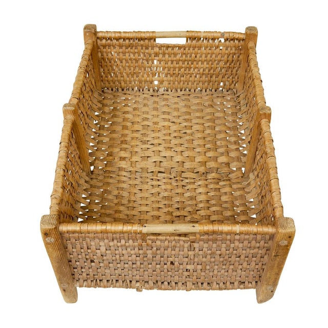 Wood Antique Scandinavian Handmade Woven Basket, 1890 For Sale - Image 7 of 9