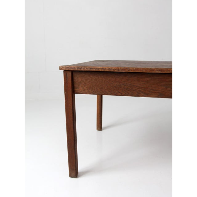 Antique Oak Schoolhouse Work Table For Sale - Image 4 of 18
