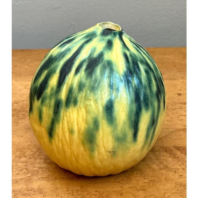 Vintage Yellow and Green Ceramic Gourd For Sale In West Palm - Image 6 of 14