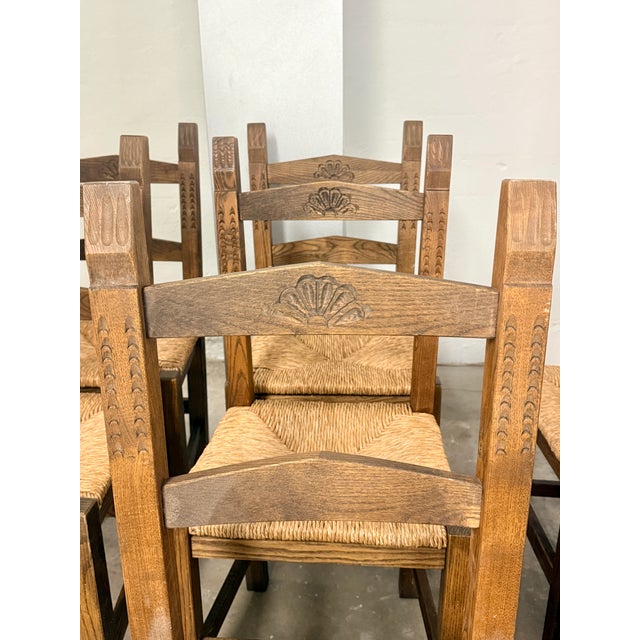 Rustic European Set of 8 Contemporary Sardinian Brutalist Ash Dining Chairs For Sale - Image 3 of 4