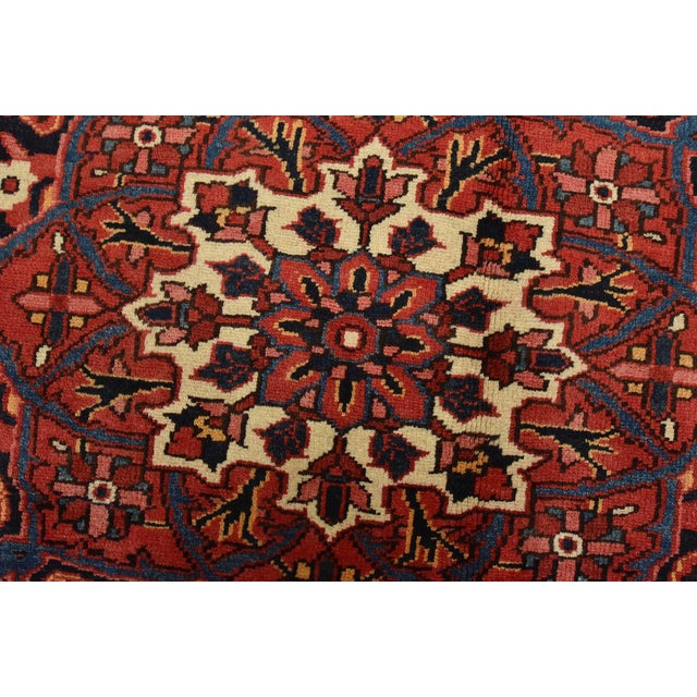 Red Heriz Rug 8’5” X 10’9” Red Wool Vintage Traditional Hand-Knotted Oriental Carpet For Sale - Image 8 of 15
