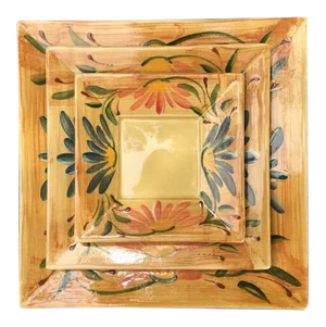 Maison De Catherine Provence Square Plates- Set of 3