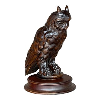 Vintage Boho Hand Carved Owl on Lucite Lamp - 1550 For Sale