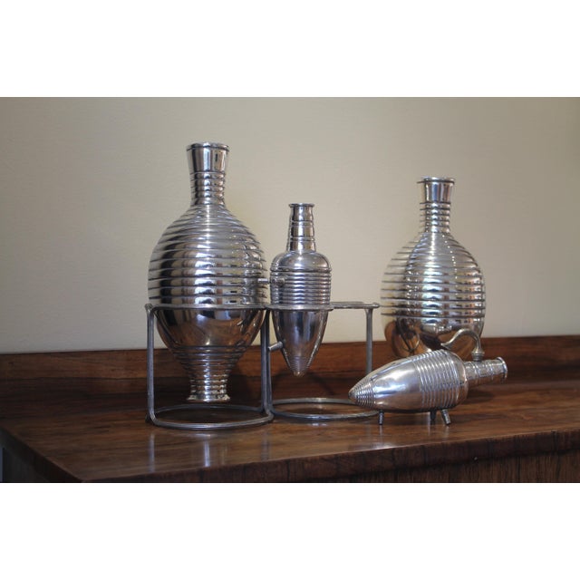 Italian Art Deco Silver-Plated Decanters from Calegaro, 1920s, Set of 5 For Sale - Image 13 of 15