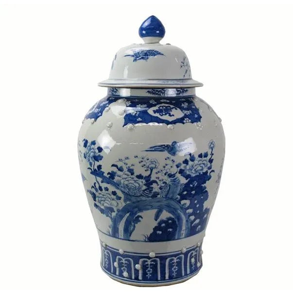 Chinese Blue and White Porcelain Ginger Jar With Flowers & Flying Birds For Sale - Image 13 of 13