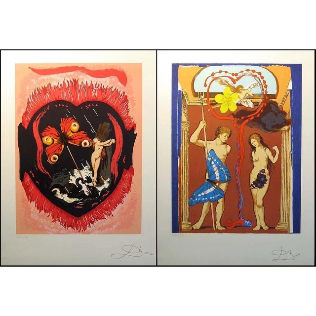 1977 Salvador Dali "Triomphe De L'Amour" Set of 2 Surrealist Lithographs Hand Signed For Sale - Image 12 of 12