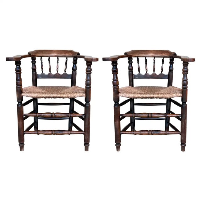 Pair of Spanish Horseshoe Back and Cane Armchairs For Sale - Image 13 of 13