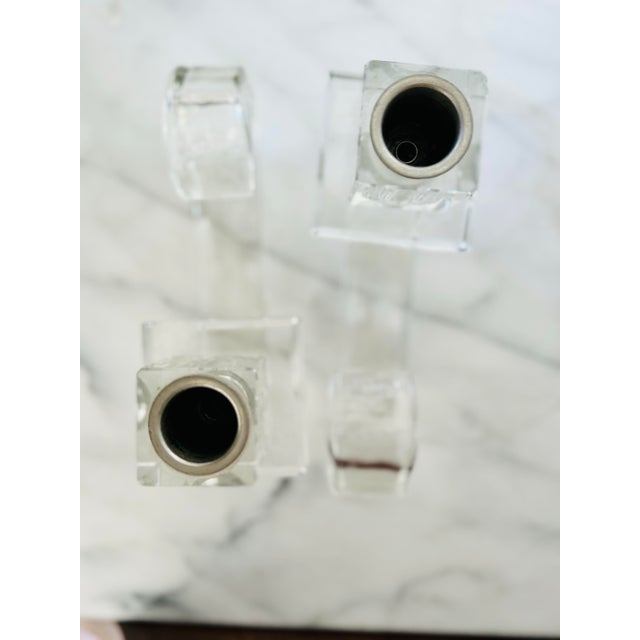 Vintage Czechoslovakian Glass Candle Holders in the Style of Barovier & Toso | Art Deco Tchécoslovaquie Decor Pair For Sale In Boise - Image 6 of 9