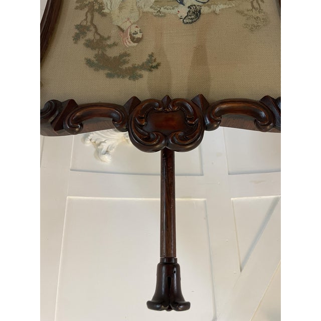 Victorian Carved Rosewood Pole Screen, 1850s For Sale - Image 3 of 10