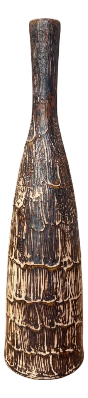 Wood Brown & White Bottle Shaped Ceramic Vase
