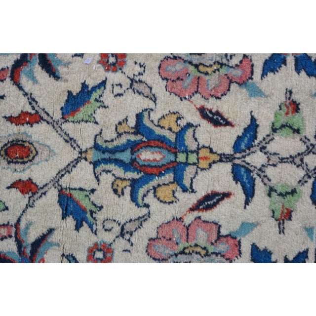 Late 20th Century Vintage Hand-Knotted Oriental Floral Wool Area Rug Ivory Cream Midnight 3x5 For Sale - Image 5 of 12
