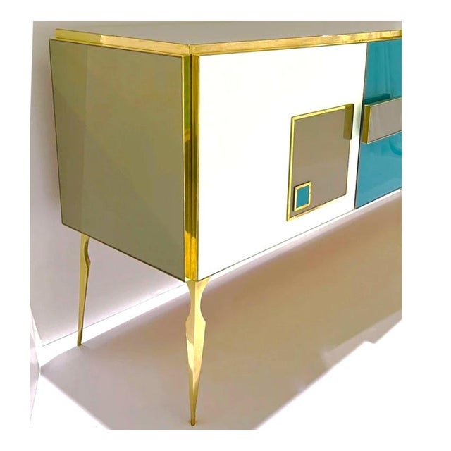 Turquoise Mid-Century Modern Italian Art Deco Style Sideboard / Credenza Cabinet For Sale - Image 8 of 9